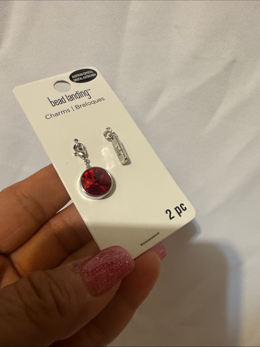 July Red Crystal Charm Set - 2 Piece Bracelet Charms